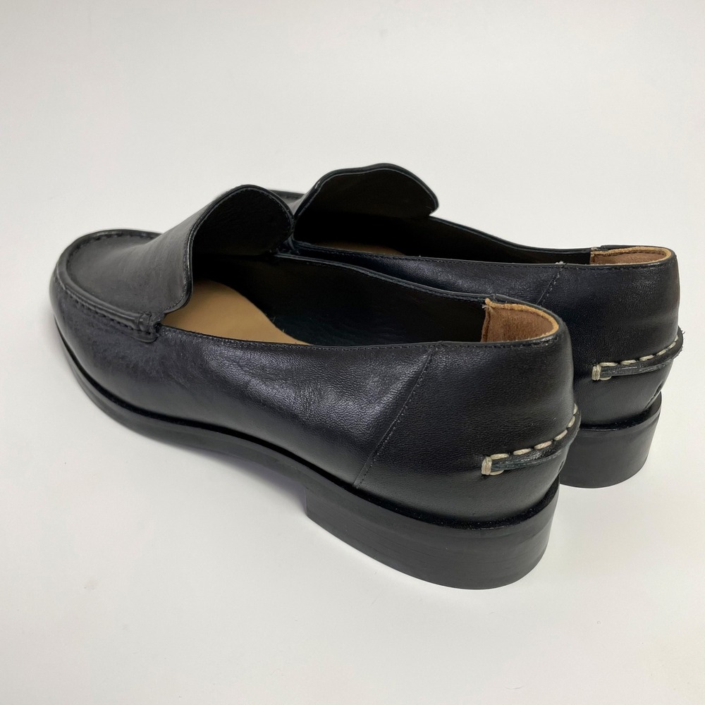 Everlane Black Leather Loafer Sz 9 Whipstitch Heel Minimalist Quiet Luxury - Picture 3 of 8